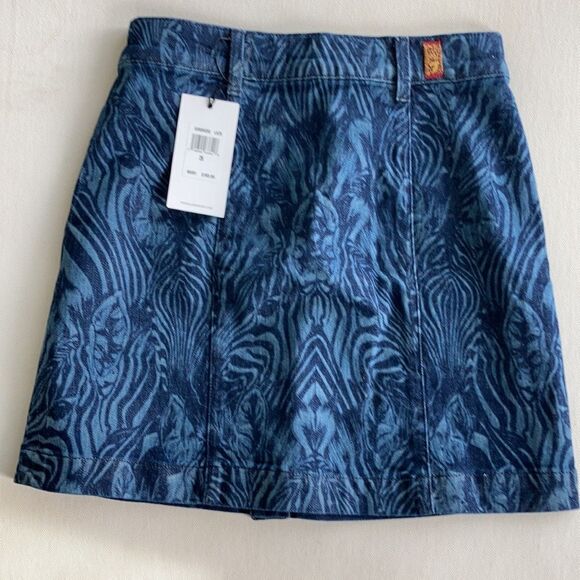 7 for All Mankind Zebra Button Down High Rise Mini Denim Jean Skirt Size 26 - Picture 6 of 9